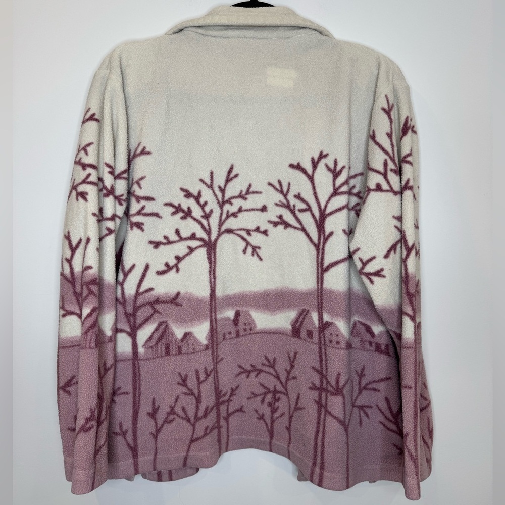 Vintage sherpa Women's Cream Purple cozy winter open Cardigan - Picture 7 of 7